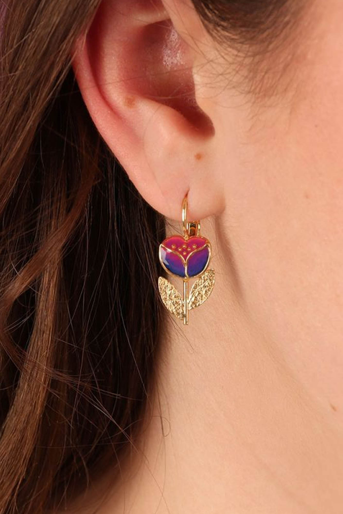 Pendientes CROCUS ROJO PÚRPURA