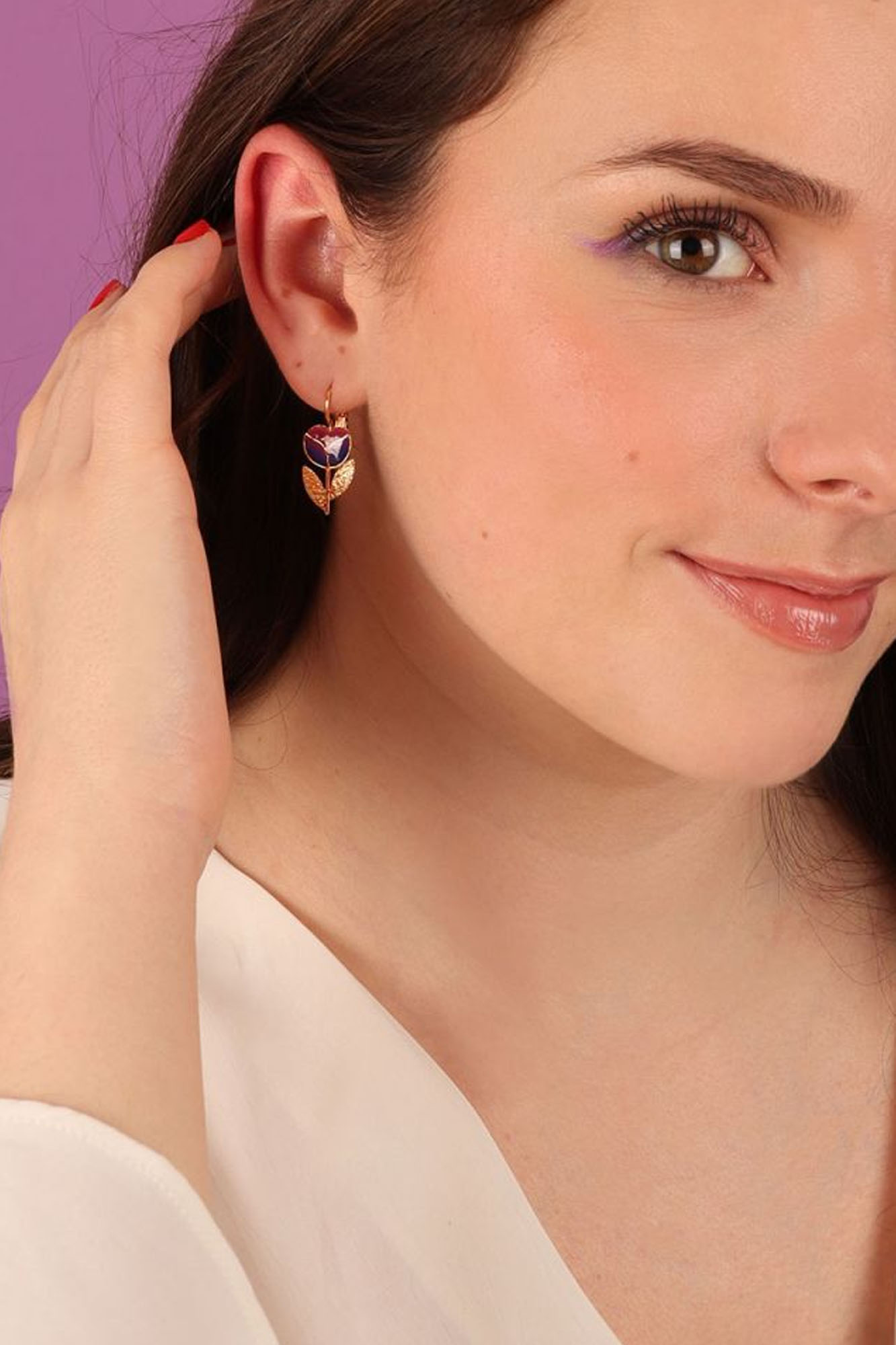 Pendientes CROCUS ROJO PÚRPURA - Imagen 3