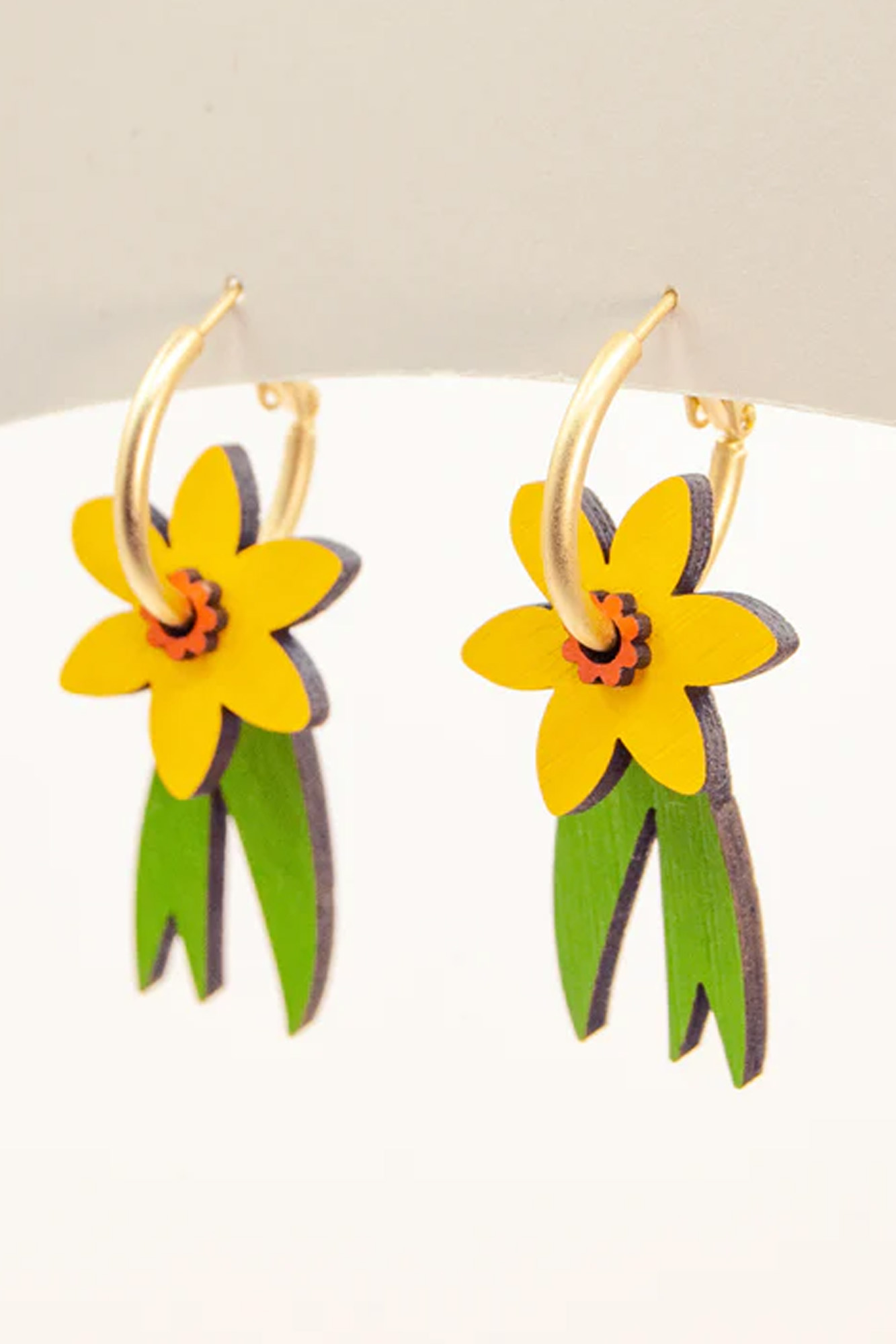 Pendientes de madera DAFFODIL STEM