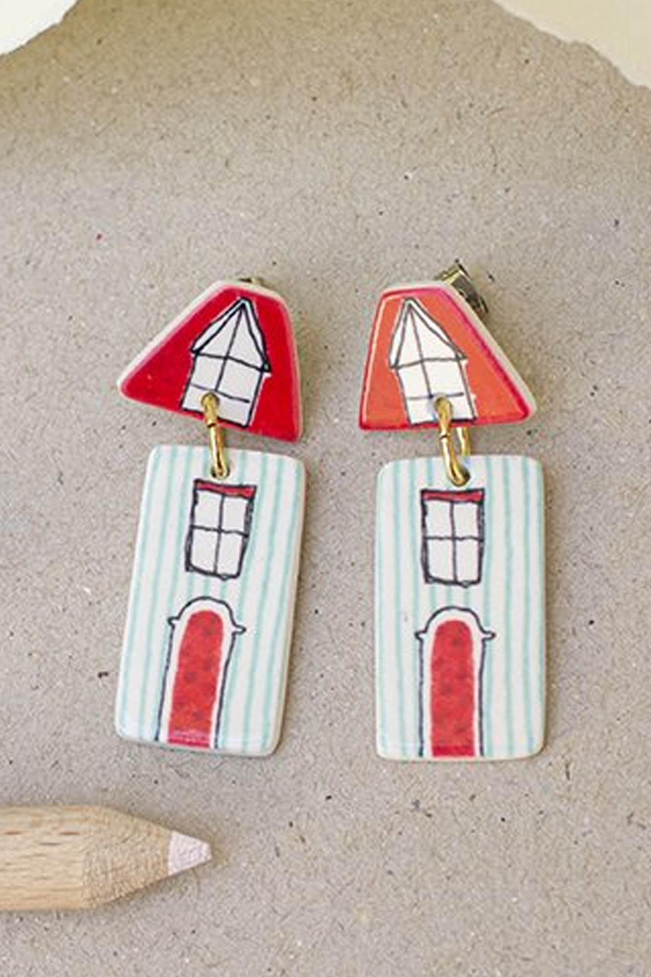 Pendientes de porcelana CASITAS AZULES