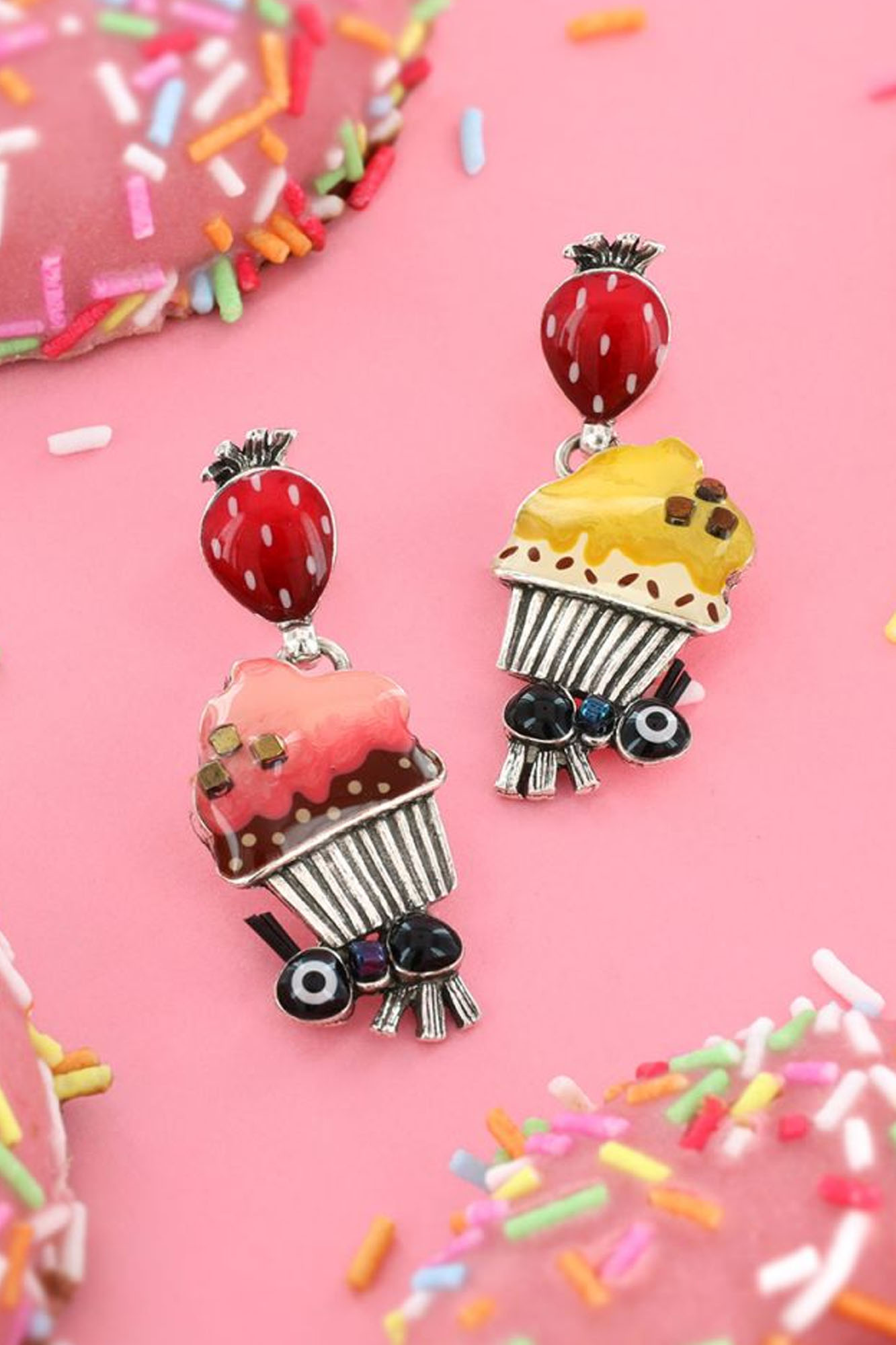 Pendientes largos CHAPARDEUSE AMARILLO ROSA