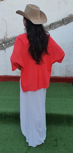 Chaqueta punto calado mujer