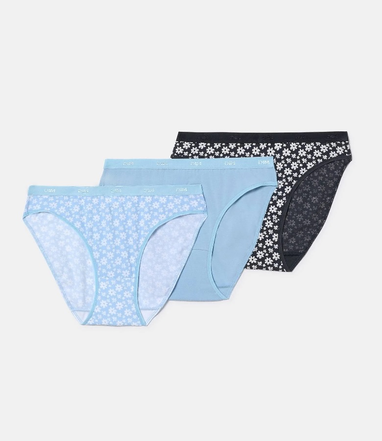 pack de 3 bragas mujer dim- comodas y elegantes , confort , diseño floral ,estilo diario , estampados modernos , transpirables y femeninas modelo 4c17 - Imagen 5