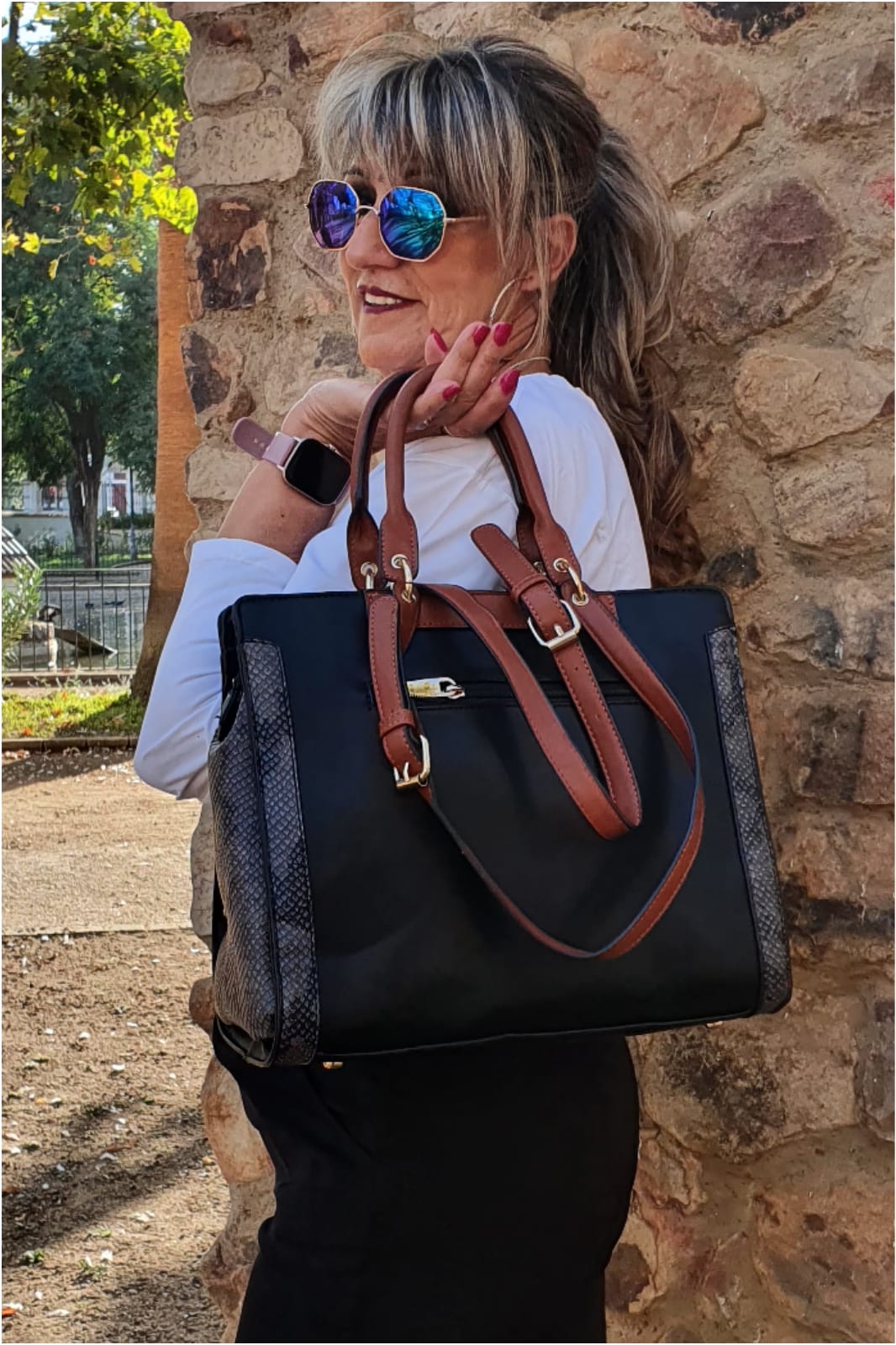 Bolso mujer armado detalle animal print