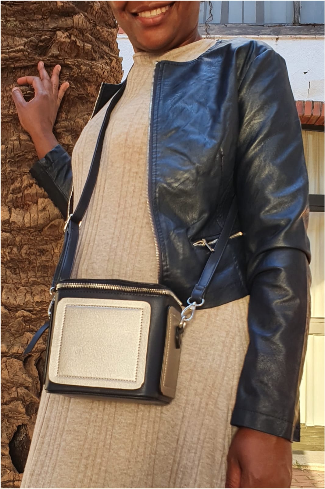 Bolso combinado cuadrado mujer