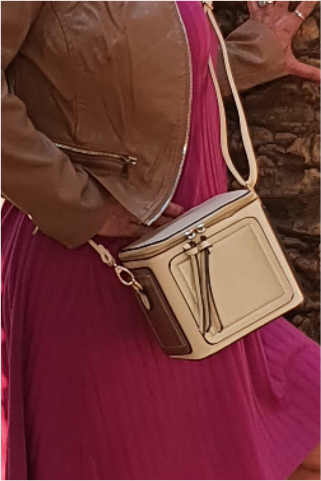 Bolso combinado cuadrado mujer