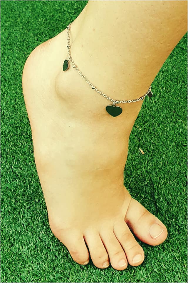 TOBILLERA MUJER ACERO CORAZONES