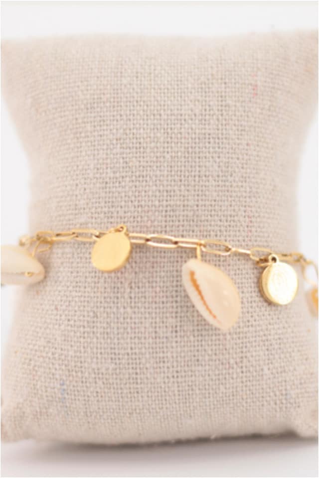 TOBILLERA MUJER ACERO DORADO CARACOLES