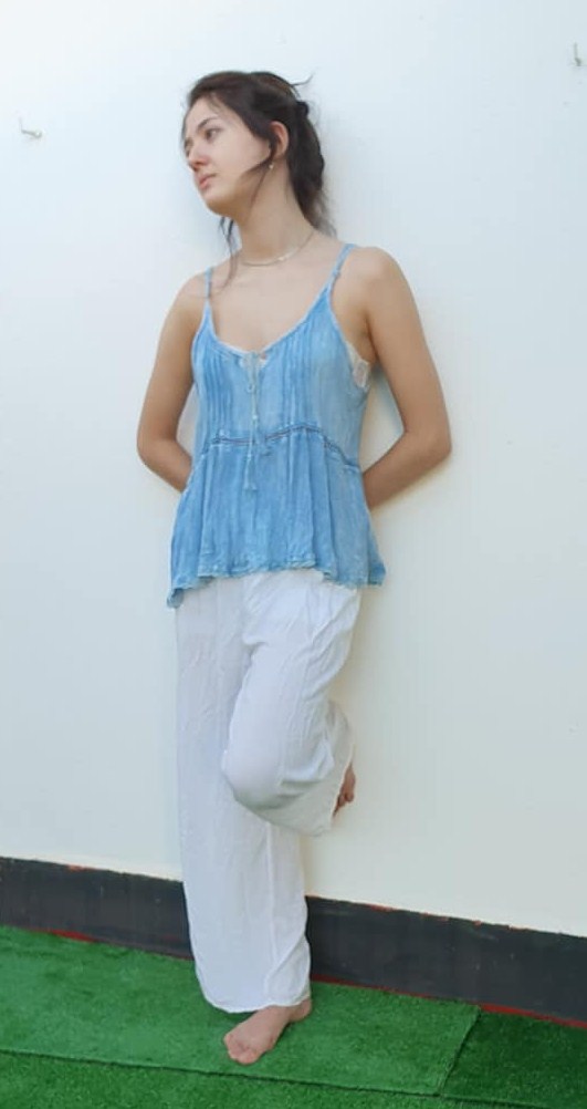 Top fluido mujer bordado