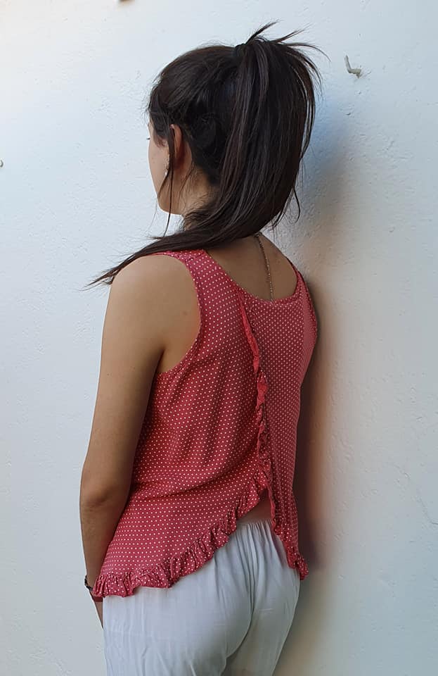 Blusa mujer sin mangas lunares