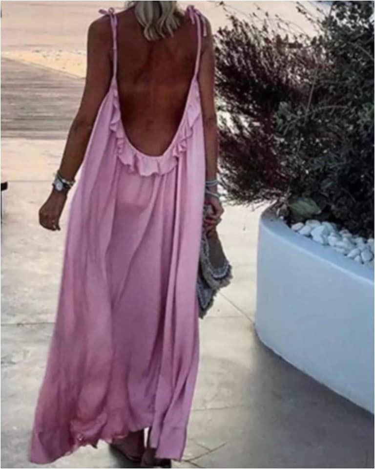 Vestido largo mujer con volante