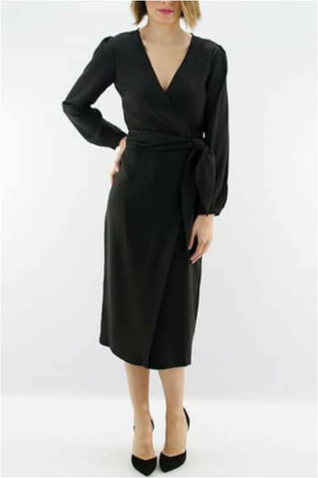 Vestido mujer cruzado midi con cinturón