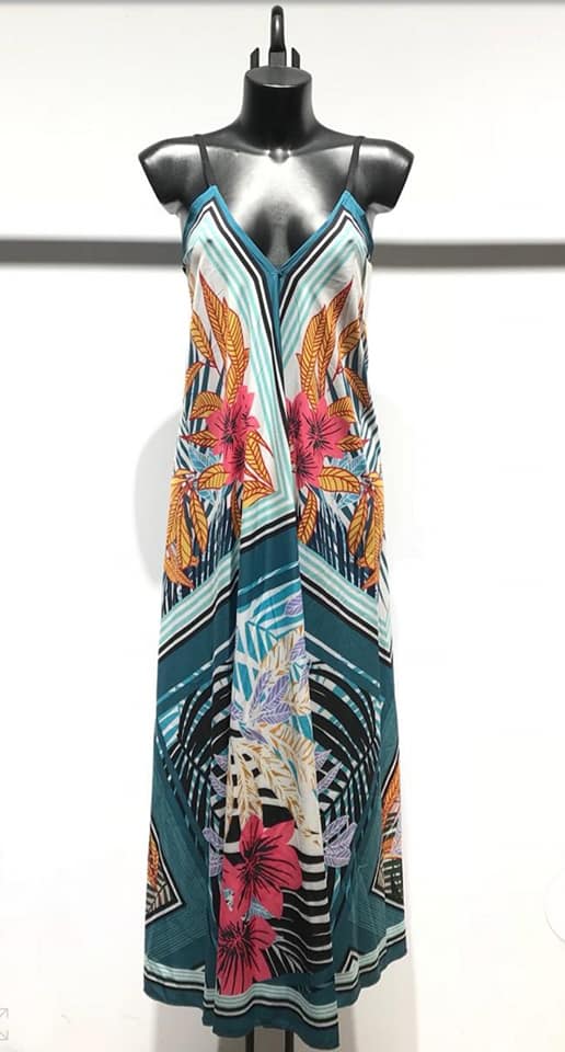 Vestido largo mujer escote pico