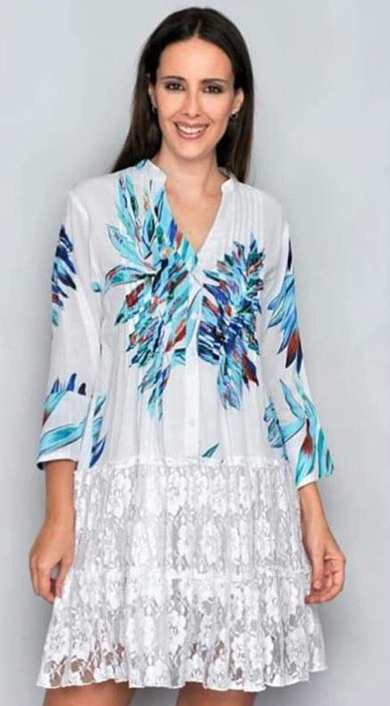 Vestido camisero mujer con falda encaje