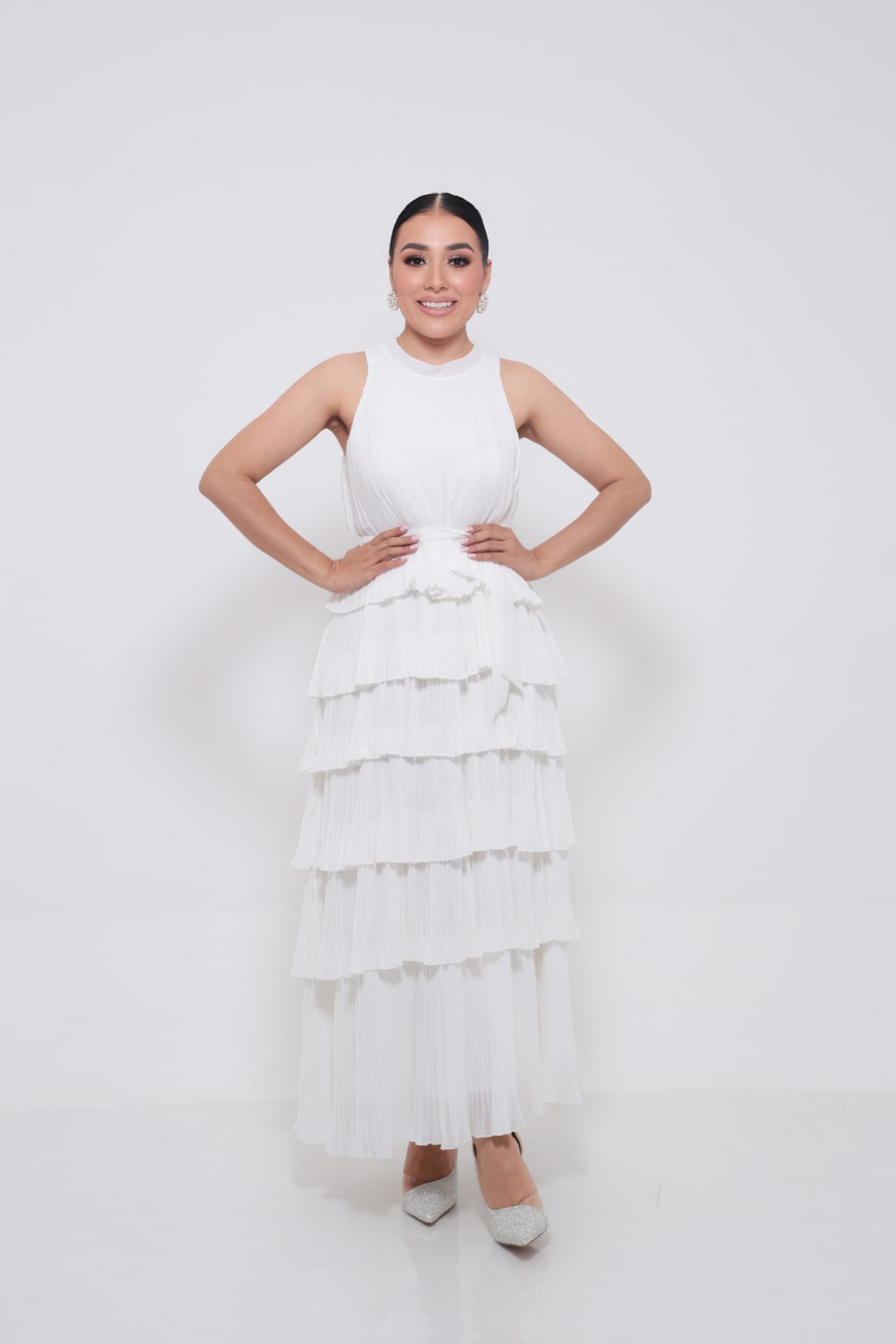 VESTIDO PLISADO WHITE P07474