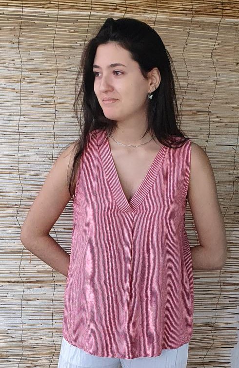 Blusa mujer sin mangas rayas