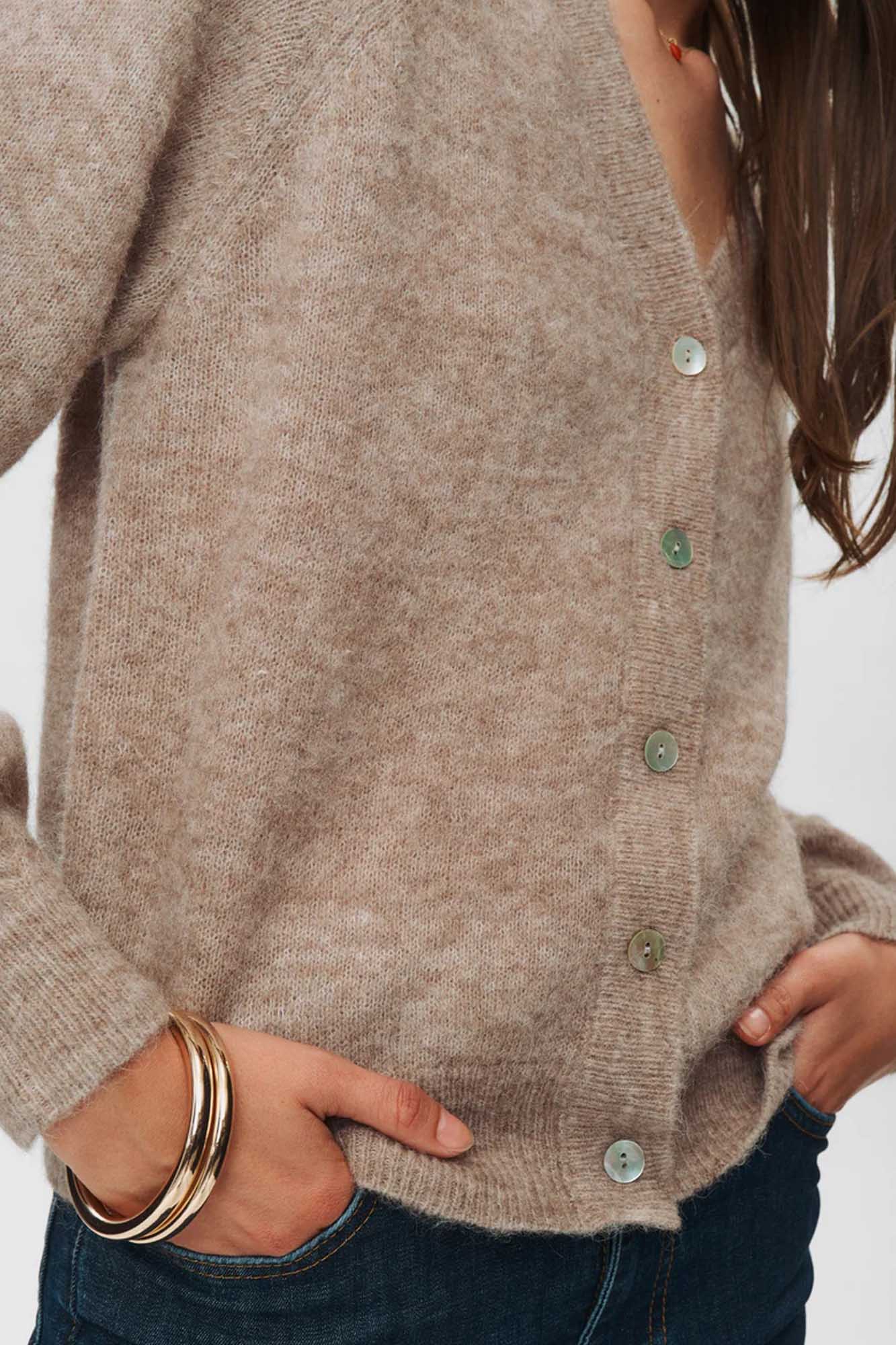 Chaqueta de punto NURIETTE TAUPE - Imagen 3