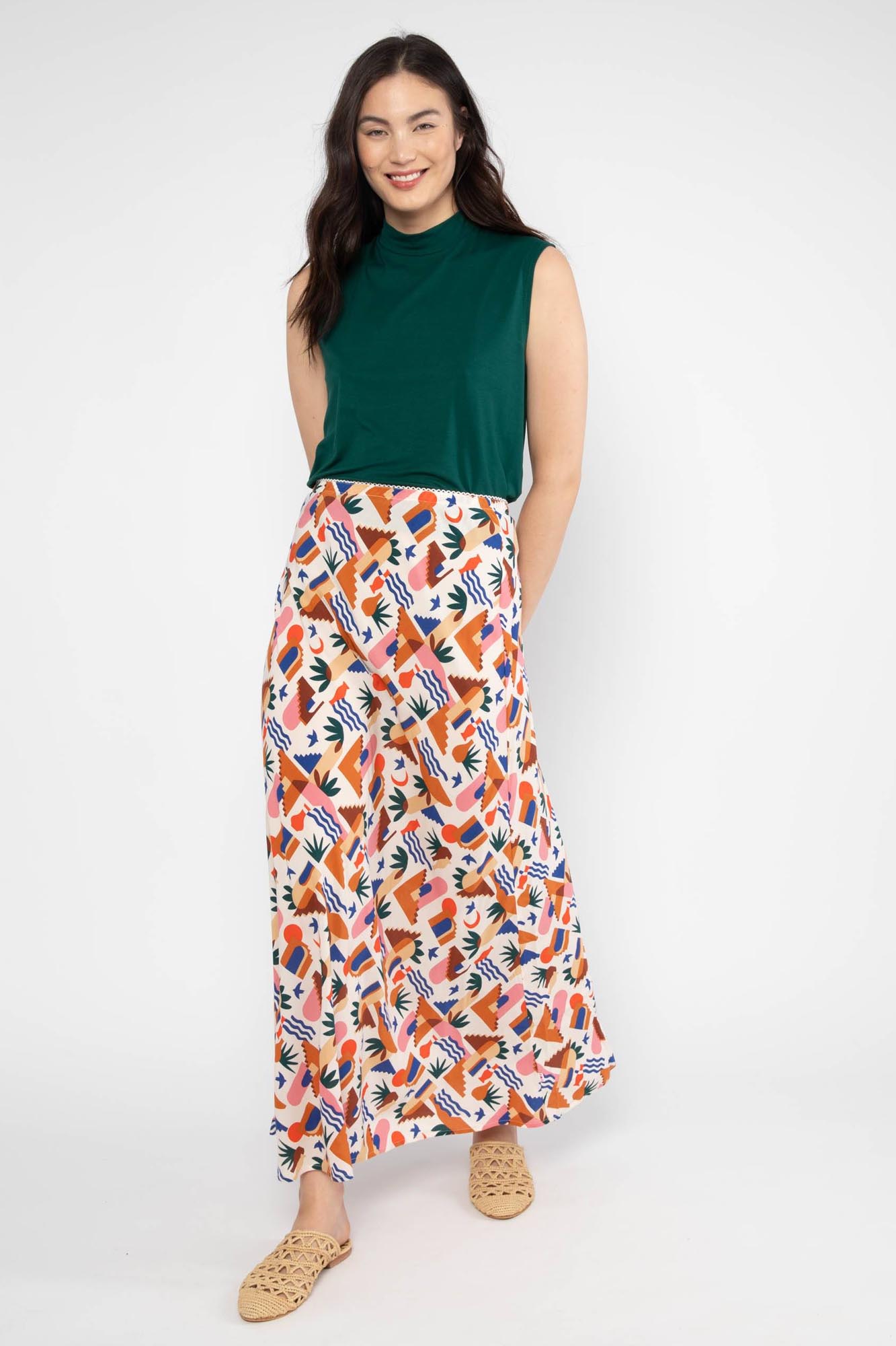 Falda larga estampada SUN RUN STAIRS