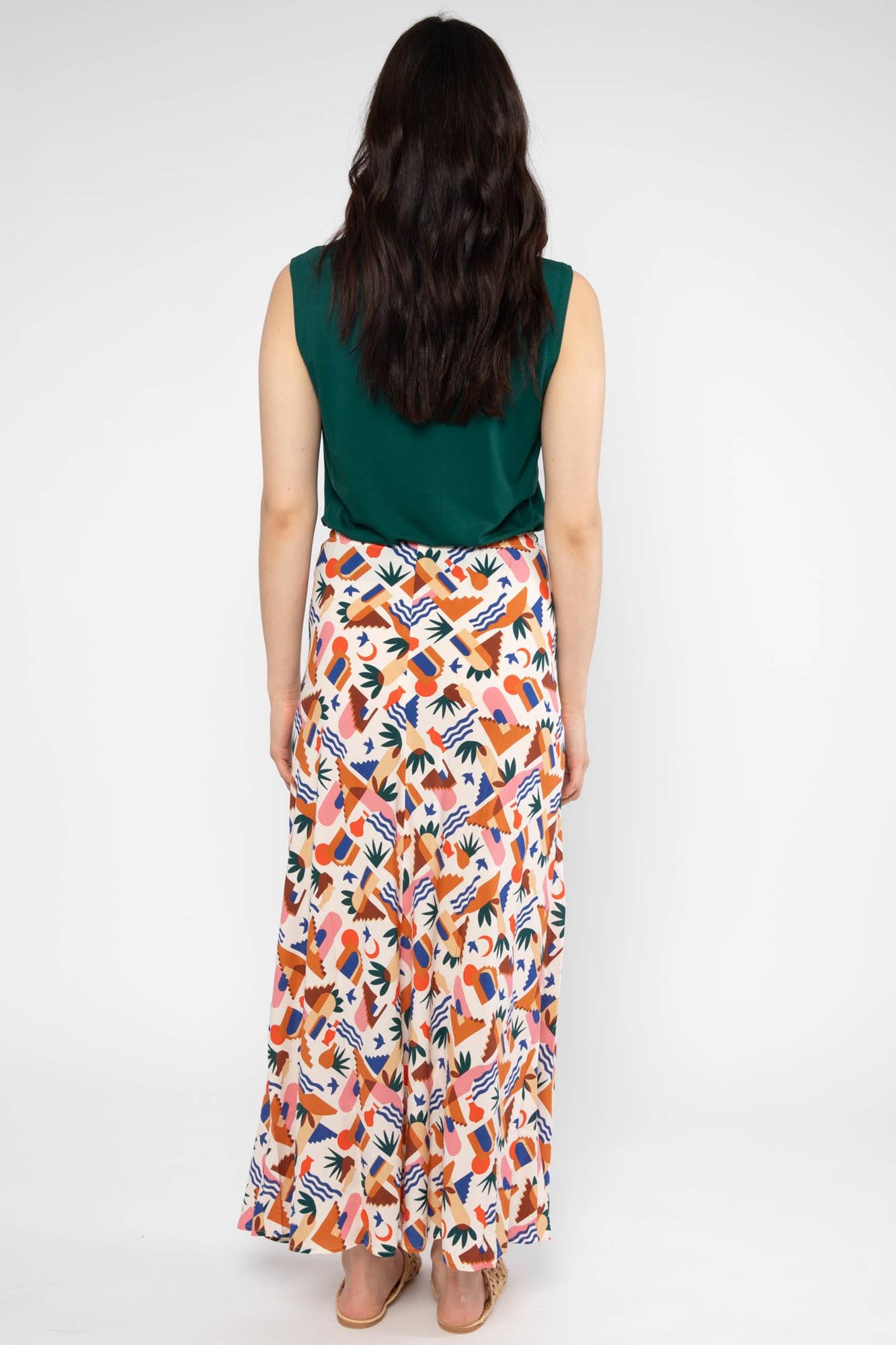 Falda larga estampada SUN RUN STAIRS