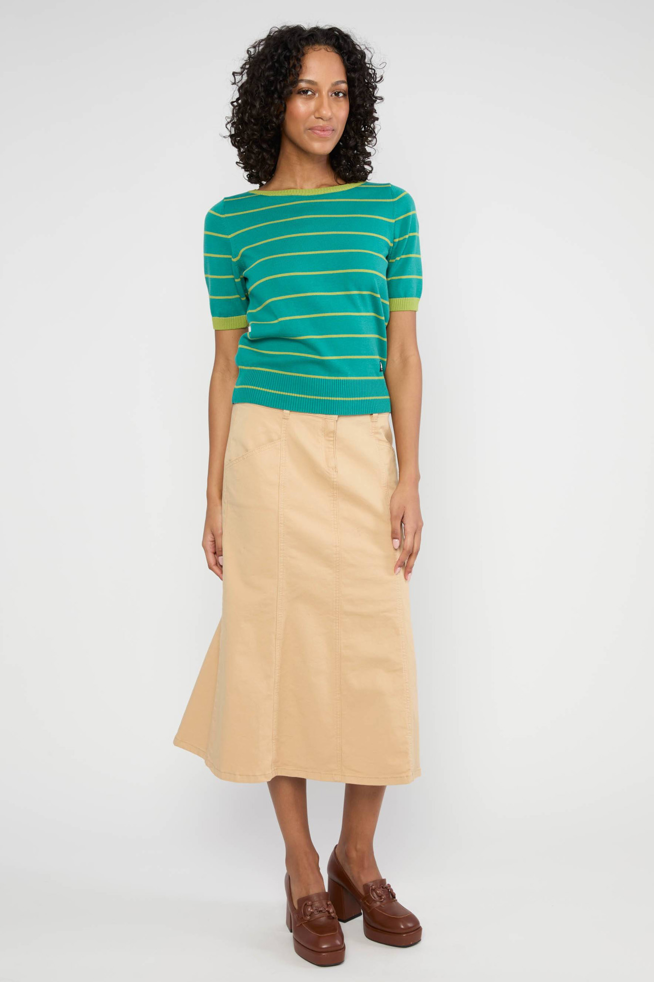 Falda vaquera midi HARMONY BEIGE