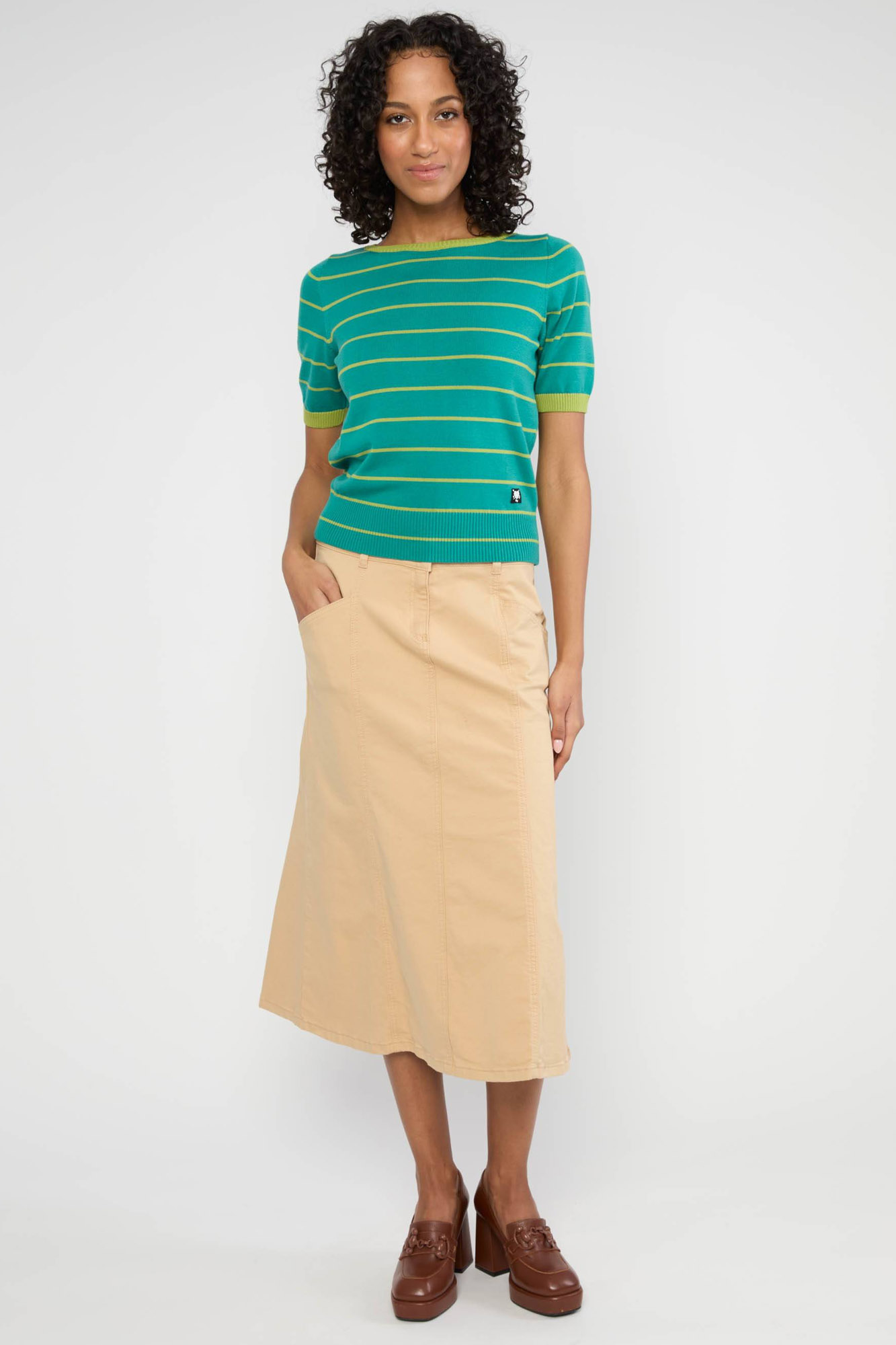 Falda vaquera midi HARMONY BEIGE