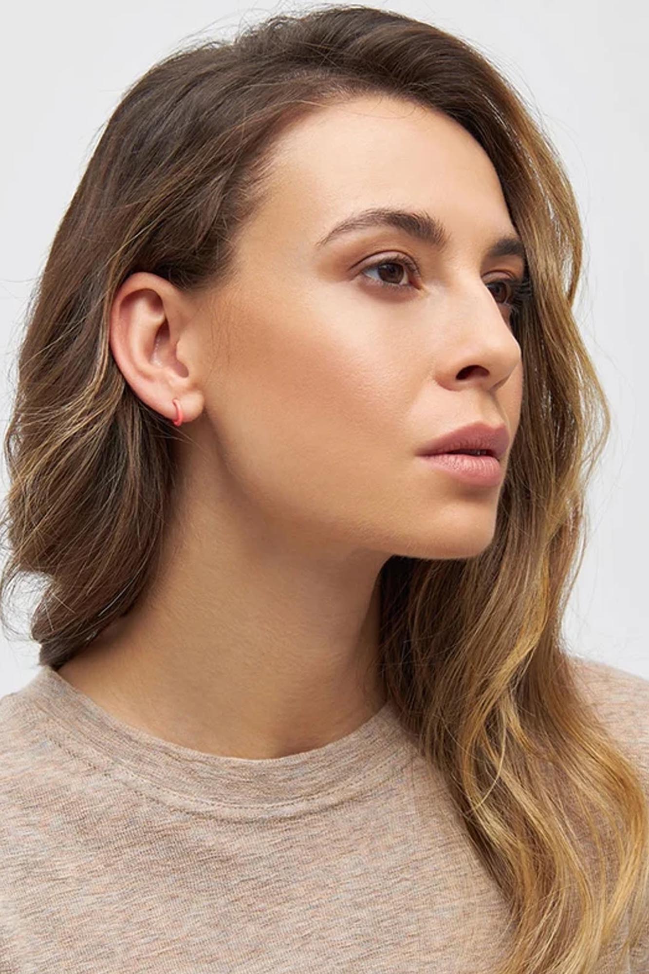 Pendiente aro 1 pieza COLOR HOOP CORAL - Imagen 4