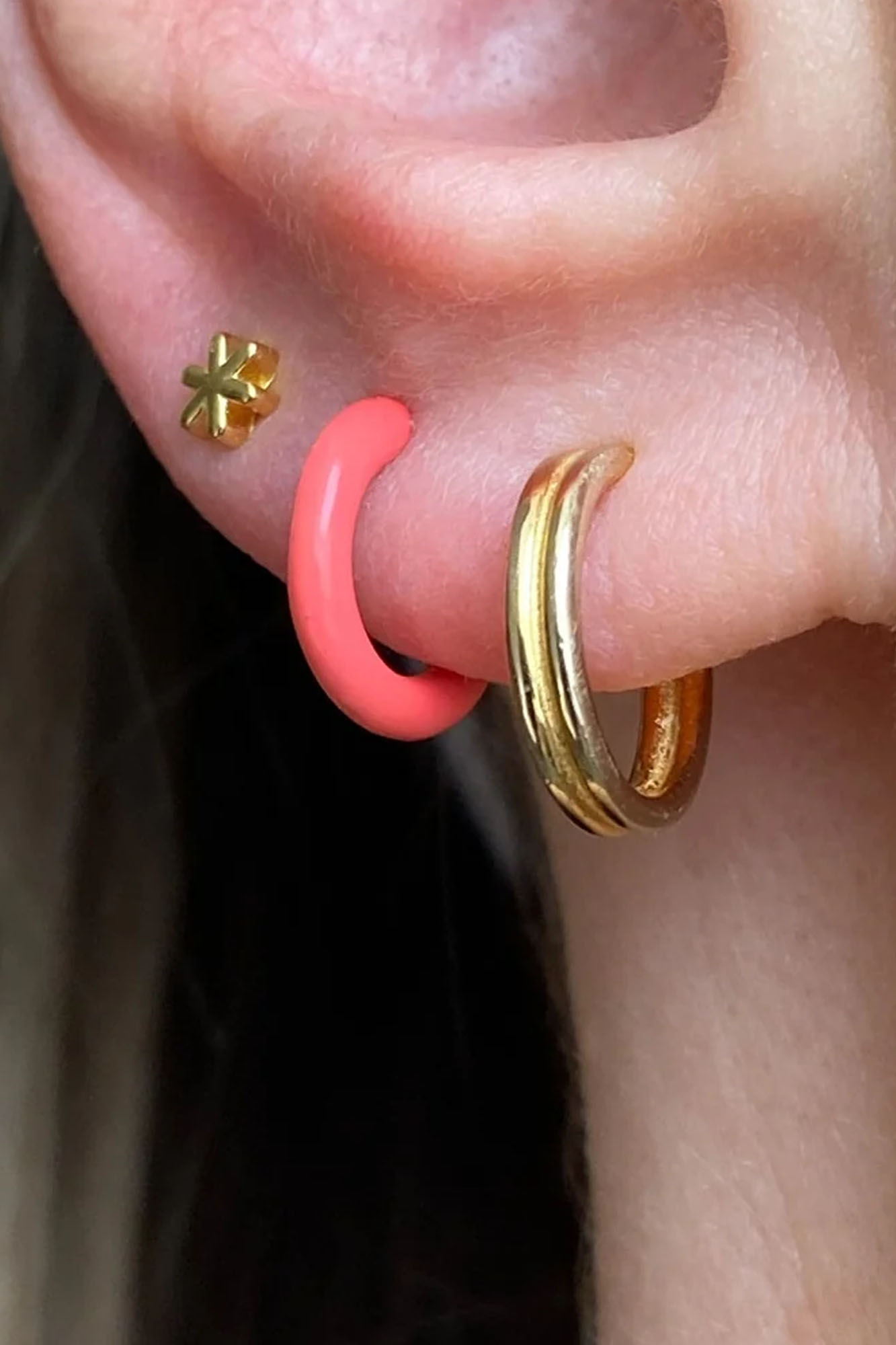 Pendiente aro 1 pieza COLOR HOOP CORAL - Imagen 5