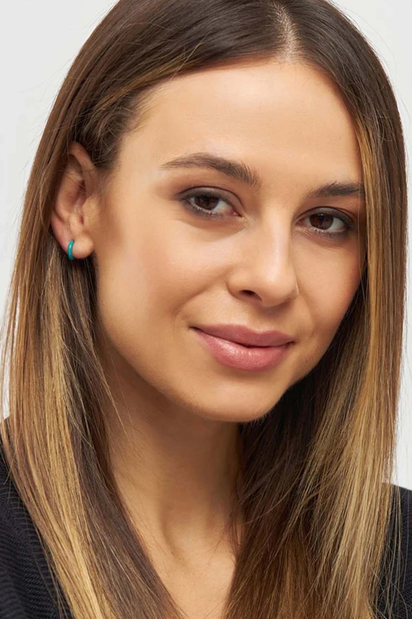 Pendiente aro 1 pieza COLOR HOOP PETROL - Imagen 4