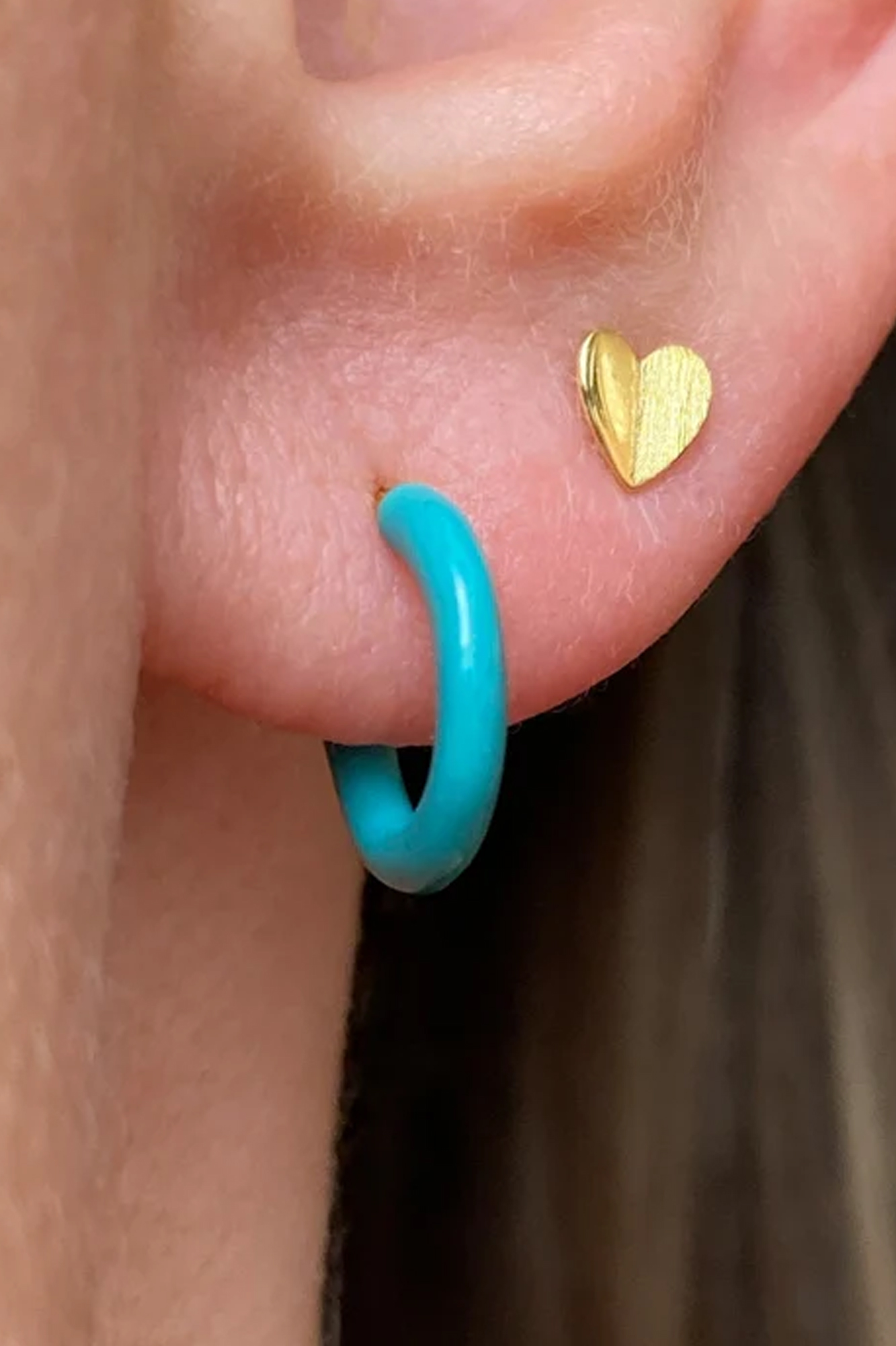 Pendiente aro 1 pieza COLOR HOOP PETROL