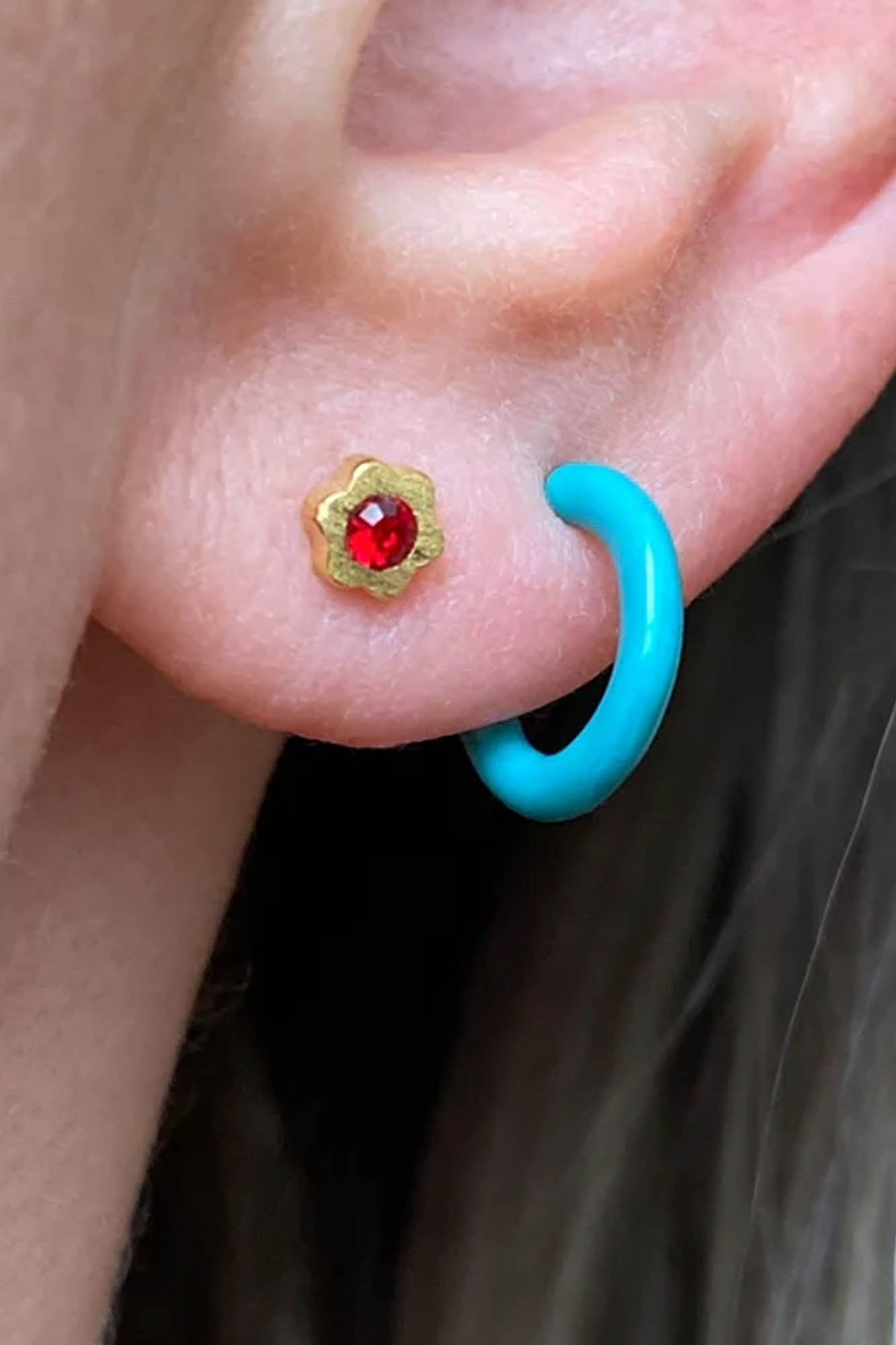 Pendiente aro 1 pieza COLOR HOOP PETROL - Imagen 6