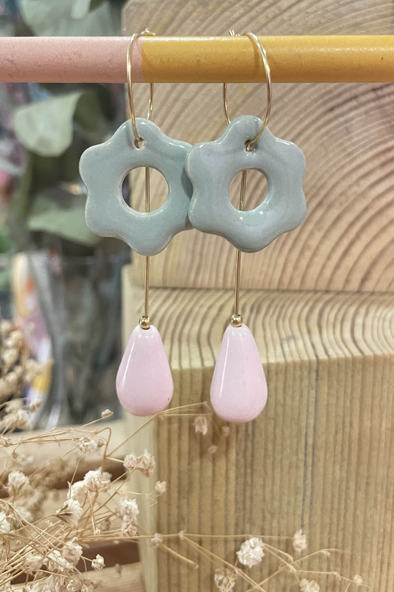 Pendientes de cerámica FLORES MENTA