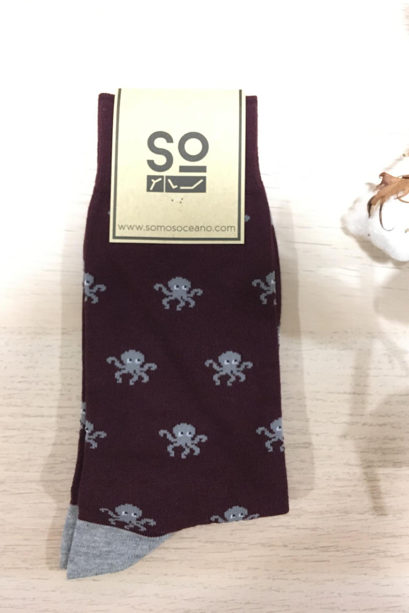 SOMOSOCEANO calcetines PULPOS BURDEOS