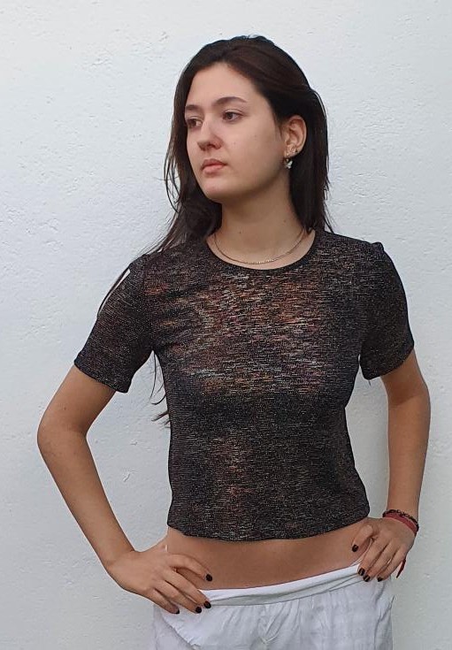 Top mujer tornasol con brillo