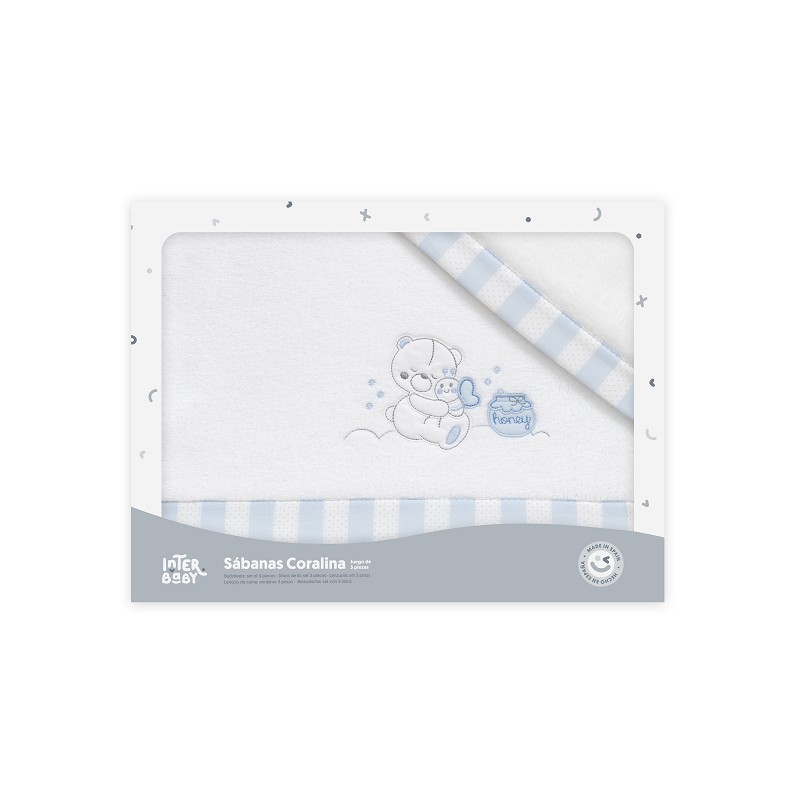 JUEGO DE CUNA DE CORALINA MODELO HONEY CELESTE