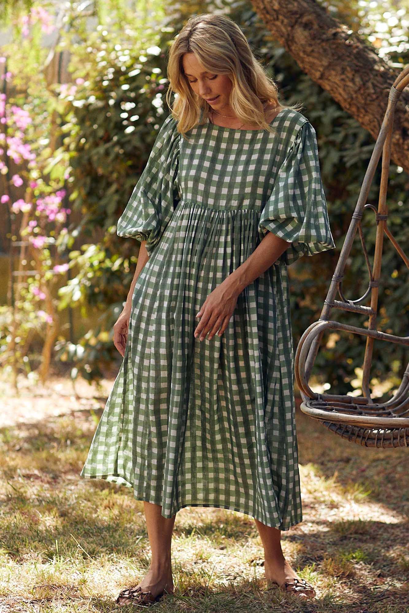 Vestido de cuadros vichy LORETTE GREEN